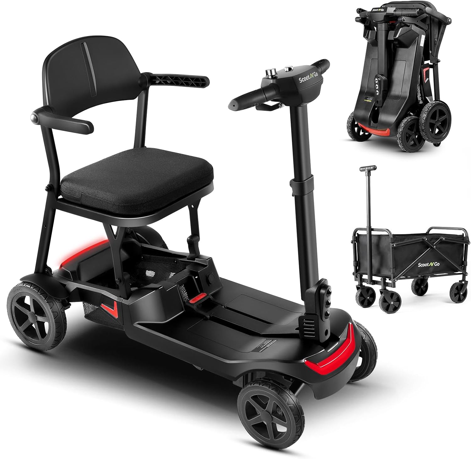 SCOOTNGO Lightweight 4-Wheel Foldable Mobility Scooter  for Seniors & Adults & Airline Approved