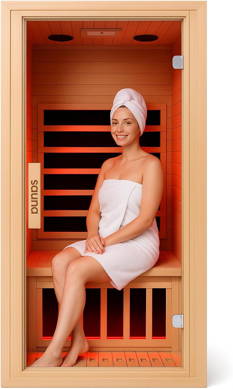 Infrared Hemlock Spa Sauna with 1200W Carbon Heaters & Pre‑Warm Function