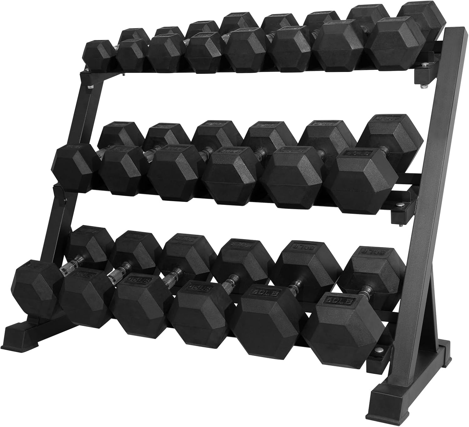 RITFIT 180-780LB Rubber Hex Dumbbells Set with Optional Dumbbell Rack For Home Gym
