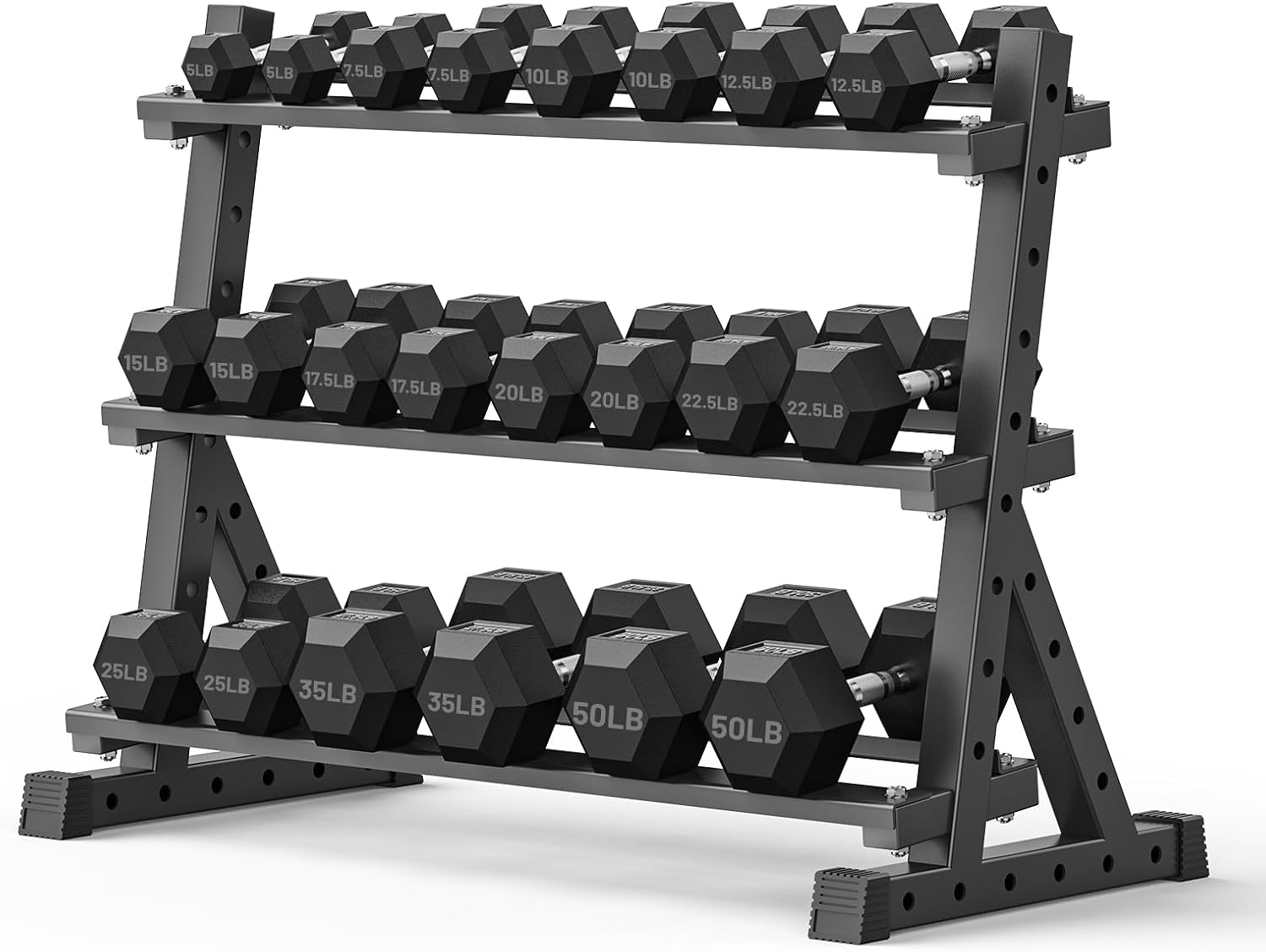 PAPABABE Hex Dumbbell Set 210-900Ib with Rack Set For Home