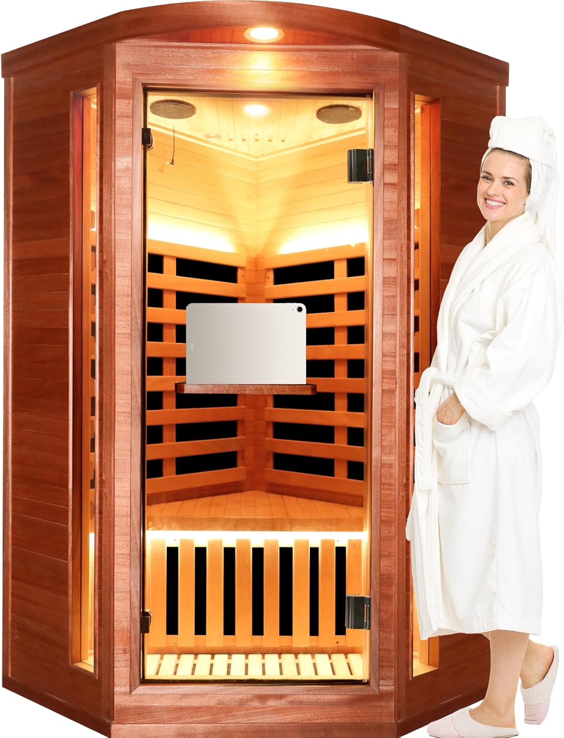 OUTEXER Low EMF Infrared Sauna with African Mahogany Wood