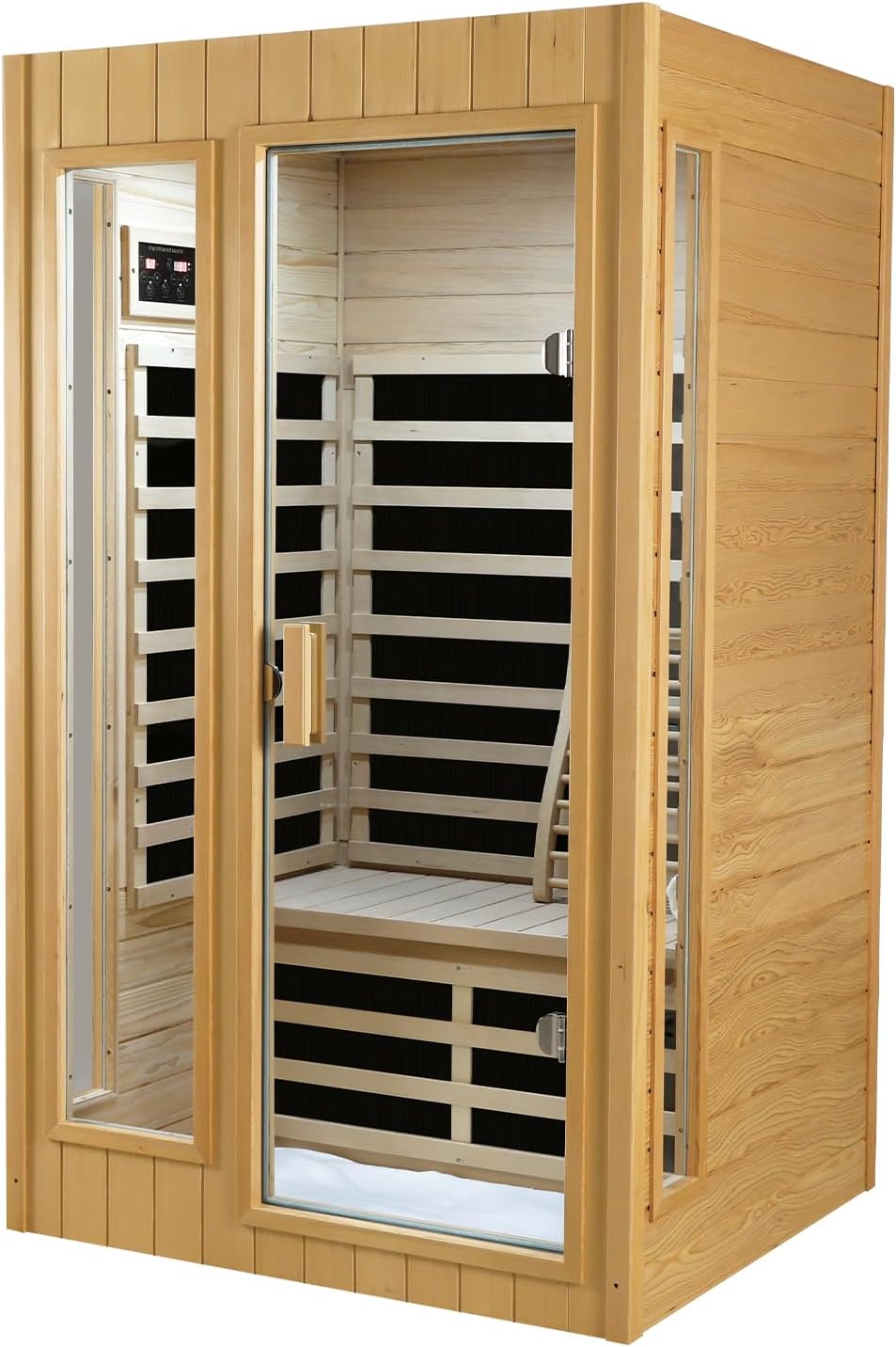 Kanlanth 2-3 Person Infrared Sauna for Home Indoor, Low EMF Far Infrared Sauna with Bluetooth Speakers, Digital Control Panel, and Chromotherapy Light, Canadian Hemlock Wood