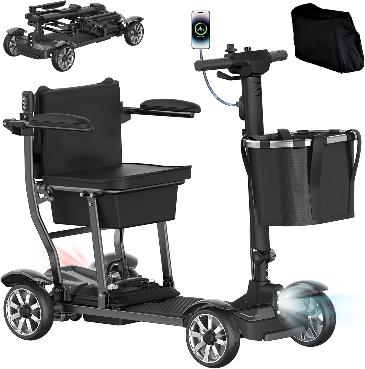 OUBA Foldable Mobility Scooter for Seniors 38Ibs with LCD Display
