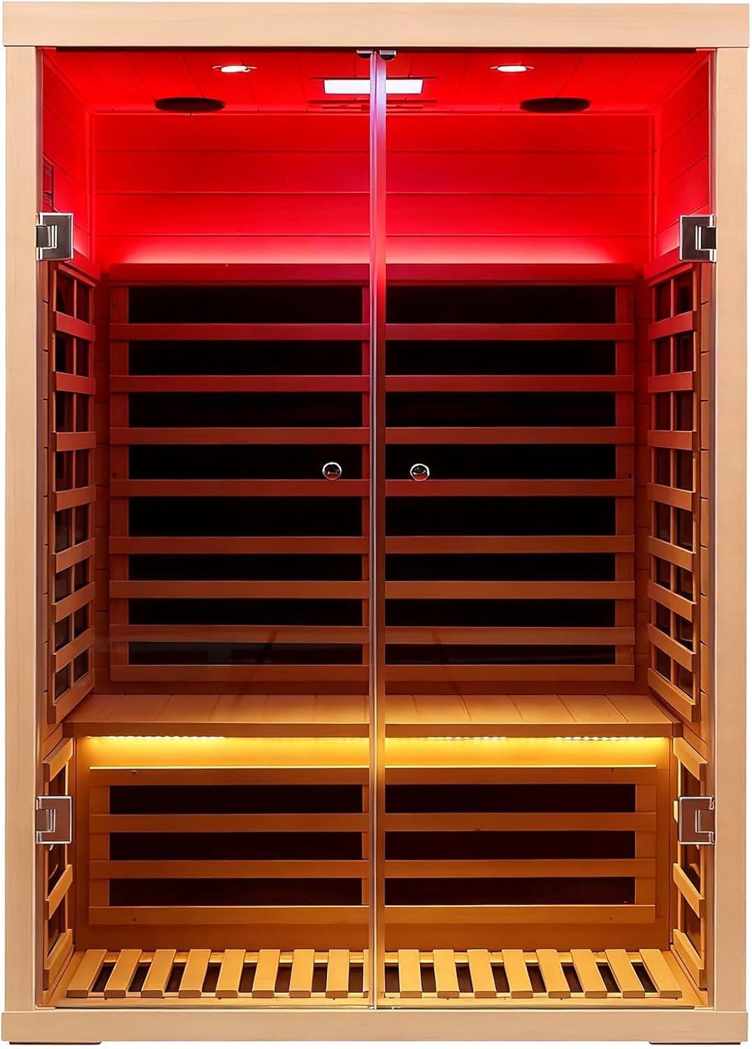 KUNSANA 2-Person Infrared Sauna with Tempered Glass & Chromotherapy