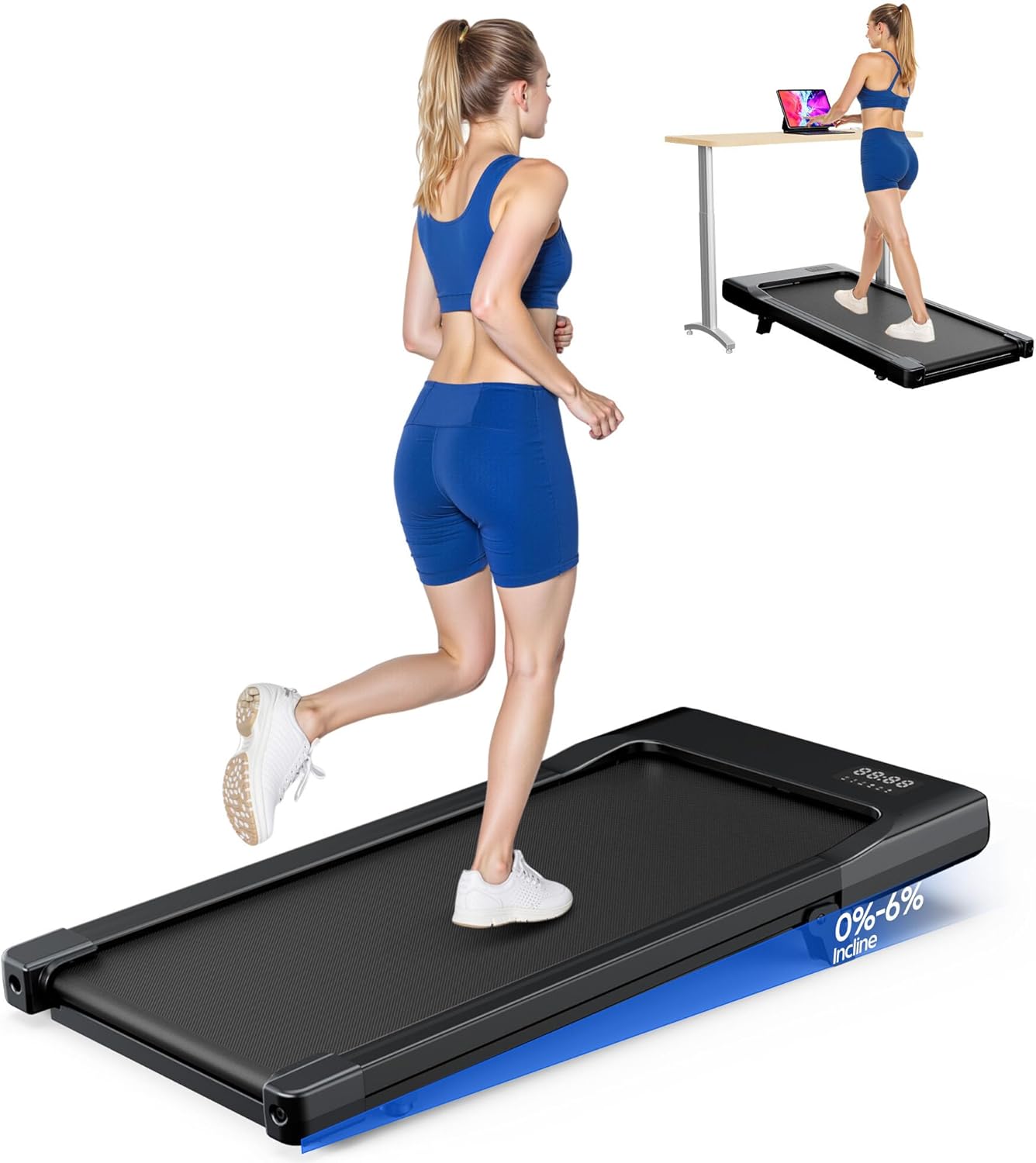 SupeRun Walking Pad with Incline Under Desk Treadmill