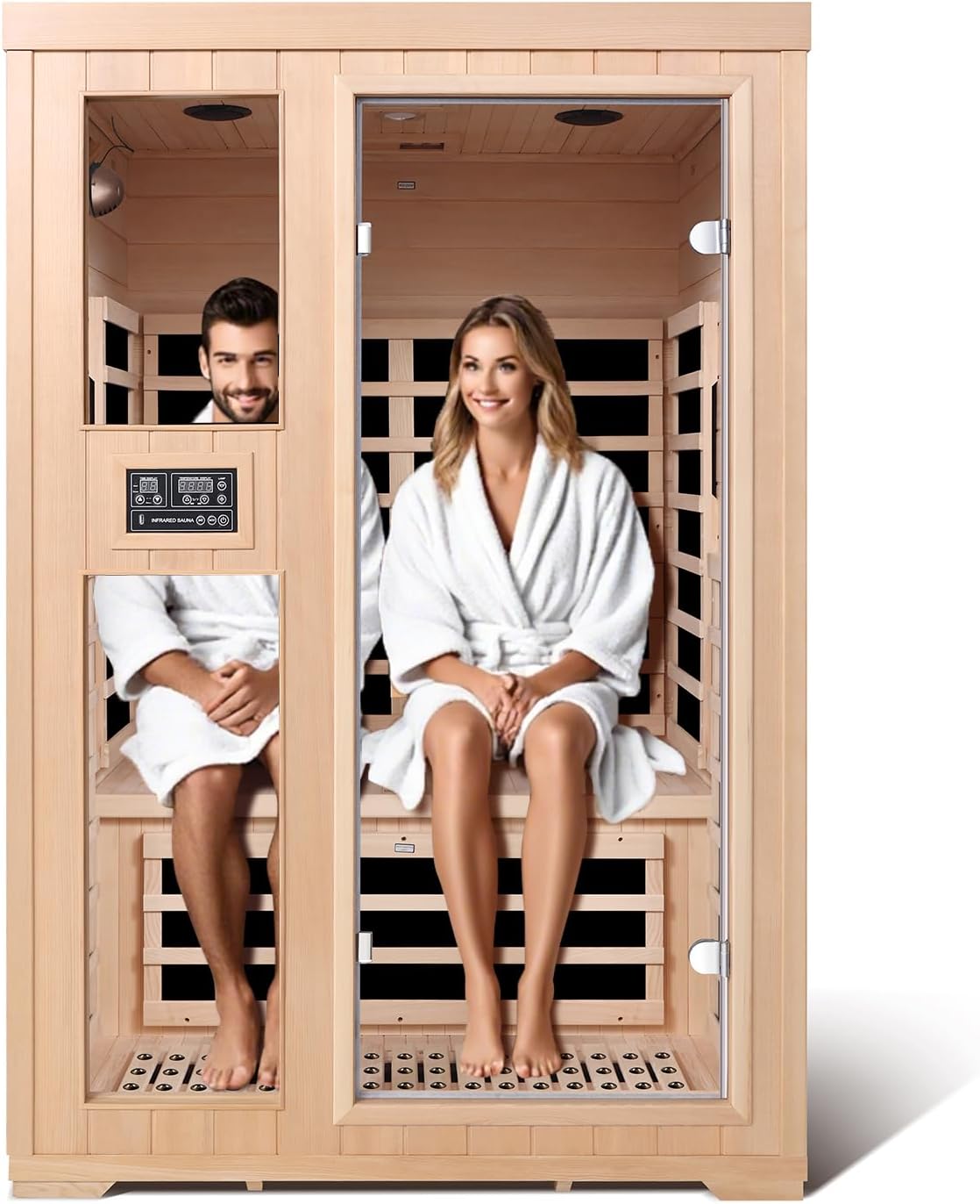 DWKWE 2-Person Infrared Sauna with Chromotherapy & Bluetooth for Home Use