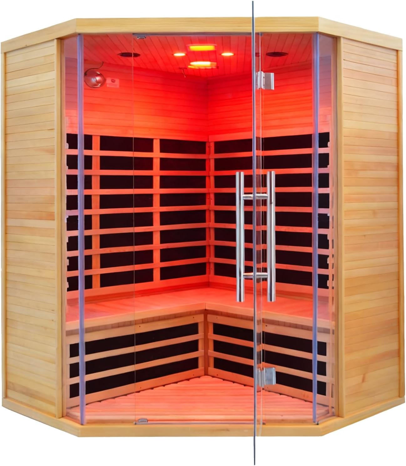 Homsido 2‑3 Person Indoor Infrared Sauna with 11 Low EMF Carbon Panels, Bluetooth & Chromotherapy