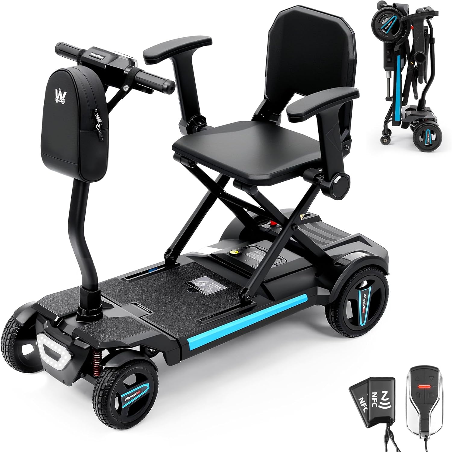 WheelWavi Remote-Control Electric One-Touch Auto-Folding Mobility Scooter