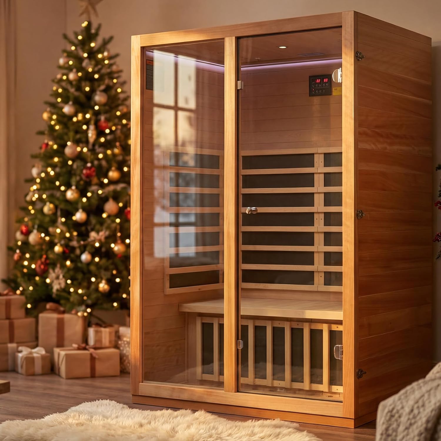 INFRADELUXE Infrared Sauna with Chromotherapy Lighting for Personal Relaxation