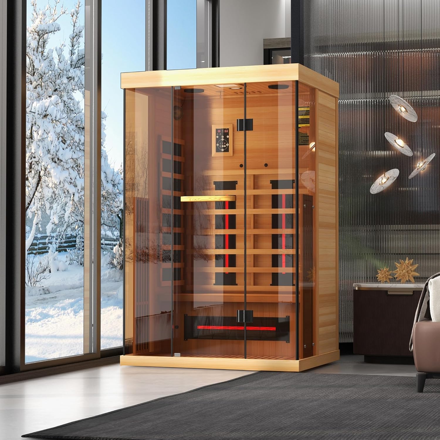 BNEHS Panoramic Infrared Sauna with Tempered Glass Panels